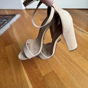 SCHUTZ Beige Block Heel Sandals